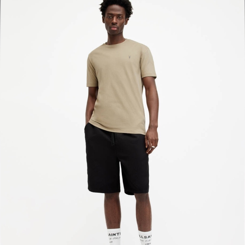 All Saints Brace Brushed Cotton Crew Neck T-Shirt: Moorland Brown